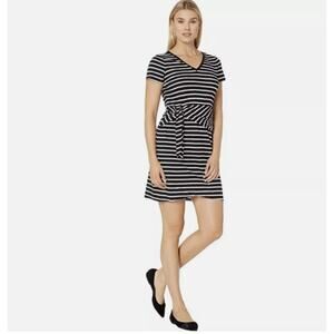 Tommy Bahama NEW Sonoran Stripe Twist Waist Womens Dress Size Small Black White